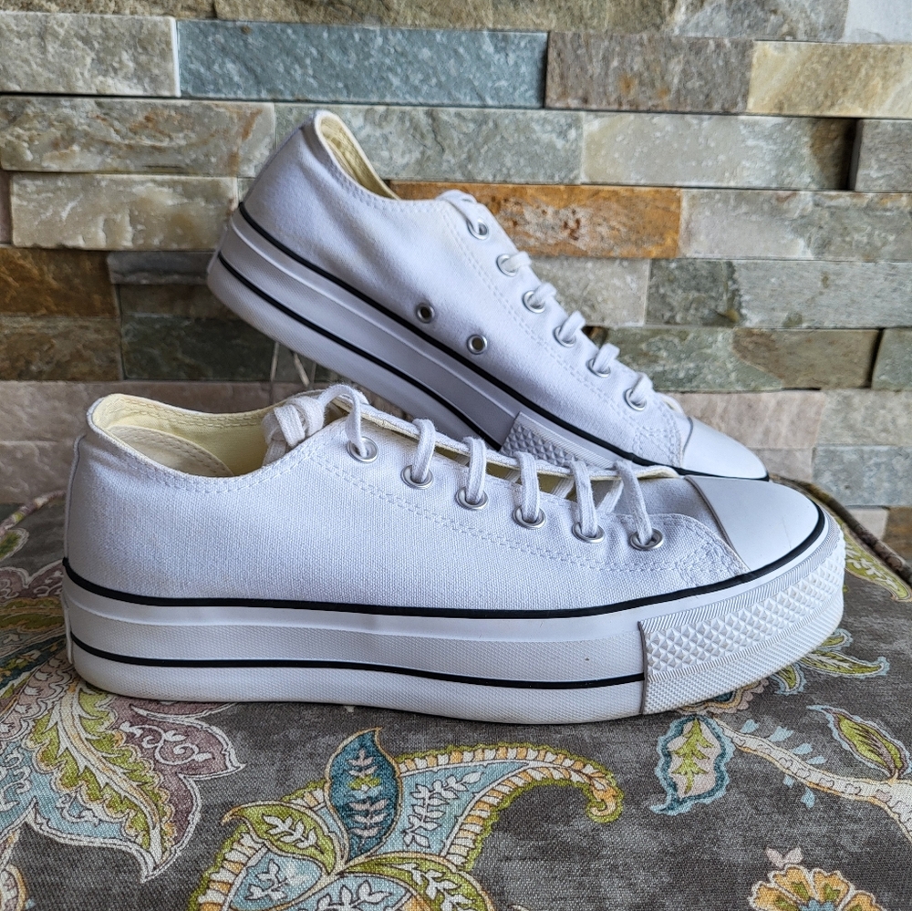 Converse All Star Lift White Canvas Platform Sneakers